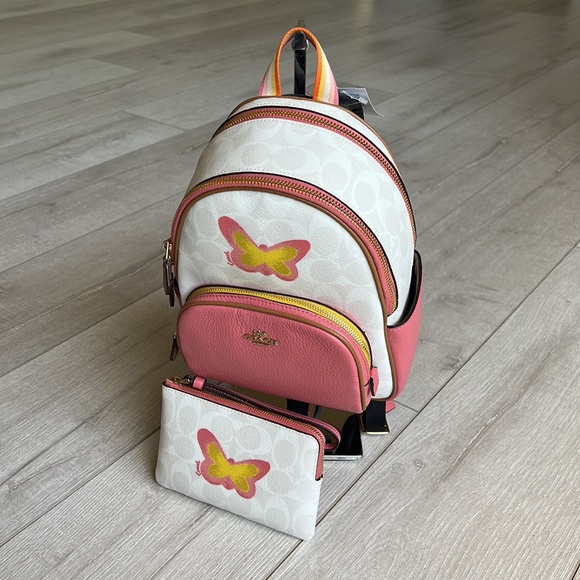 Coach Mini Court Backpack & Wristlet with Butterfly Print - Picture 2 of 6